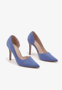 Niebieskie Szpilki Vices z Wkładką ze Skóry Naturalnej Ozdobione Wycięciem Oliritia