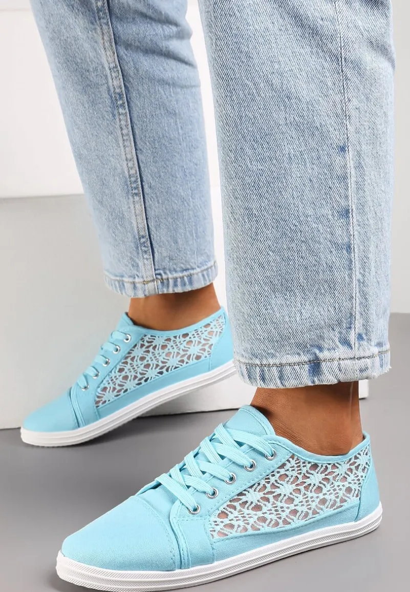 Niebieskie Tenisówki z Ażurowymi Wstawkami Po Bokach Salessa