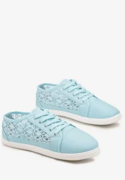 Niebieskie Tenisówki z Ażurowymi Wstawkami Po Bokach Salessa
