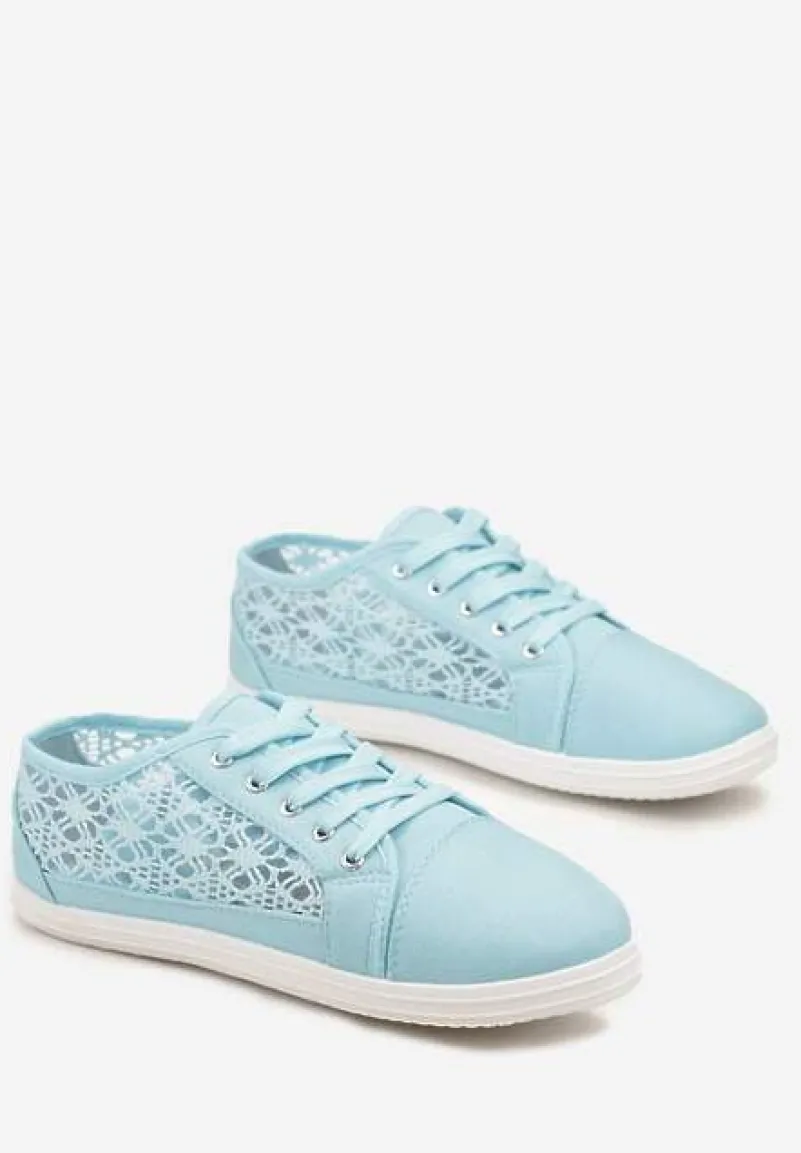Niebieskie Tenisówki z Ażurowymi Wstawkami Po Bokach Salessa