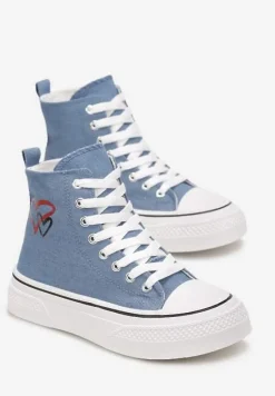 Niebieskie Trampki za Kostkę na Platformie Zuiena