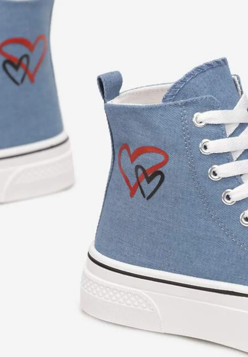 Niebieskie Trampki za Kostkę na Platformie Zuiena