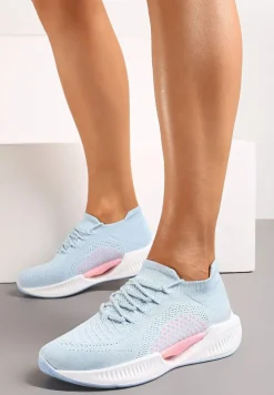 Niebieskie Wsuwane Buty Sportowe z Elastyczną Cholewką i Ozdobną Podeszwą Instonia