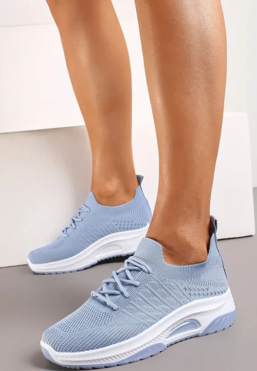 Niebieskie Wsuwane Buty Sportowe w Skarpetkowym Stylu z Ozdobną Podeszwą Moonlise