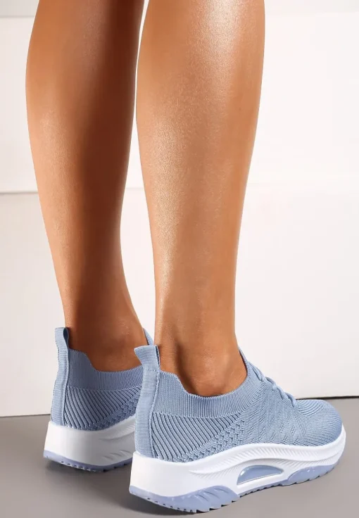 Niebieskie Wsuwane Buty Sportowe w Skarpetkowym Stylu z Ozdobną Podeszwą Moonlise