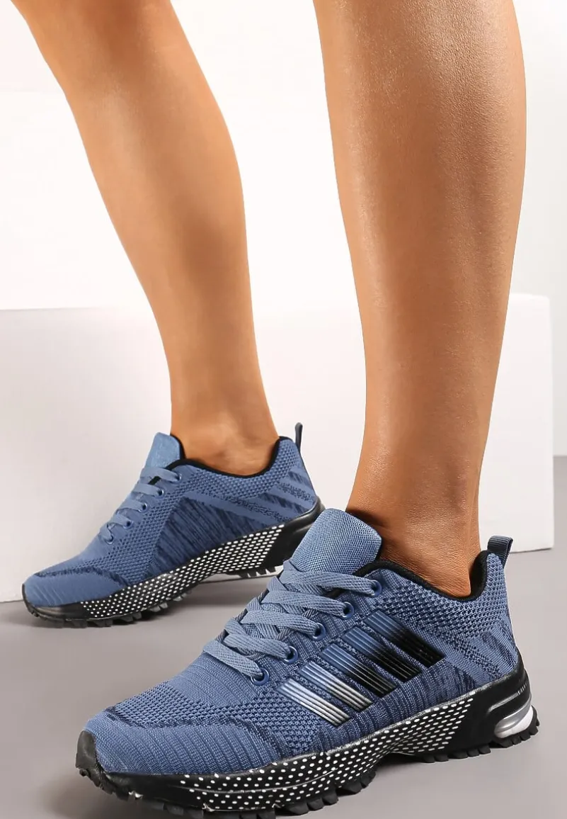 Niebiesko-Czarne Buty Sportowe z Siateczki na Grubej Podeszwie Alphos