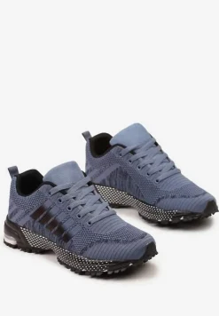 Niebiesko-Czarne Buty Sportowe z Siateczki na Grubej Podeszwie Alphos