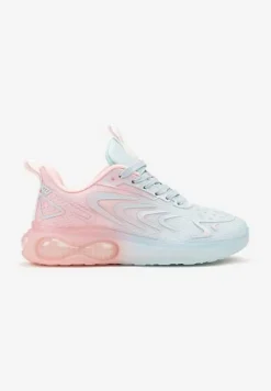 Niebiesko-Różowe Buty Sportowe Sneakersy na Płaskiej Podeszwie ze Sznurowaniem Risannie