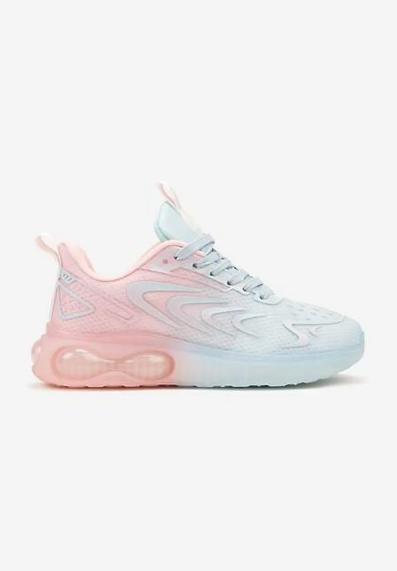 Niebiesko-Różowe Buty Sportowe Sneakersy na Płaskiej Podeszwie ze Sznurowaniem Risannie