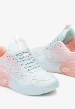 Niebiesko-Różowe Buty Sportowe Sneakersy na Płaskiej Podeszwie ze Sznurowaniem Risannie