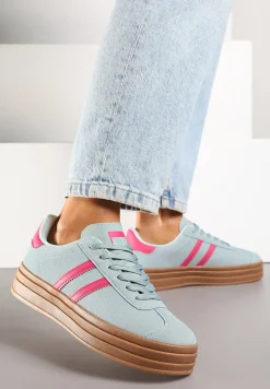 Niebiesko-Różowe Klasyczne Sneakersy na Niewysokiej Platformie Terilee