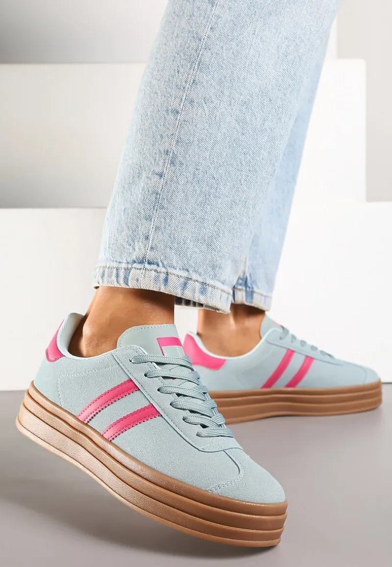 Niebiesko-Różowe Klasyczne Sneakersy na Niewysokiej Platformie Terilee