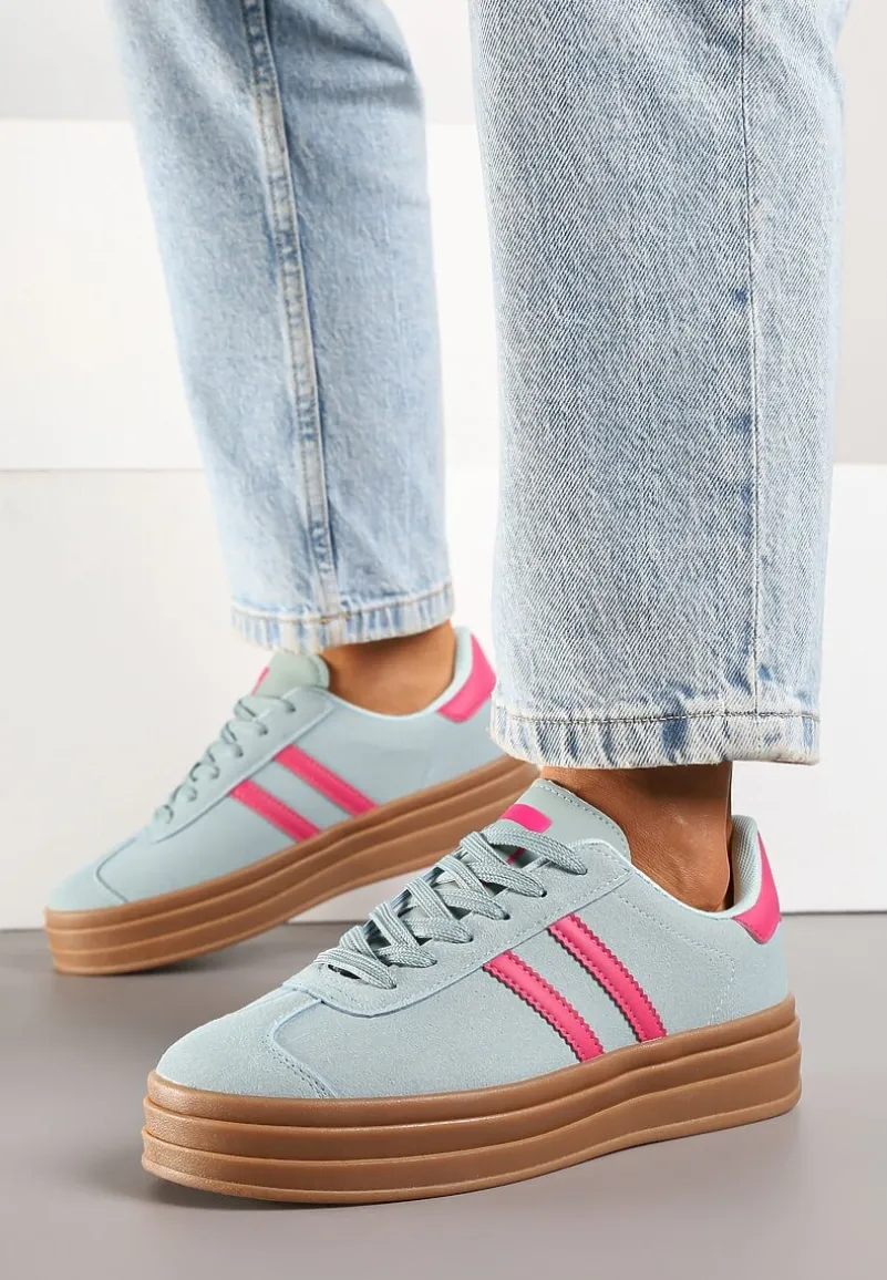 Niebiesko-Różowe Klasyczne Sneakersy na Niewysokiej Platformie Terilee