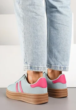 Niebiesko-Różowe Klasyczne Sneakersy na Niewysokiej Platformie Terilee
