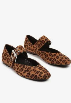 Panterkowe Balerinki z Paskiem Zapinanym na Dużą Klamrę Tastia