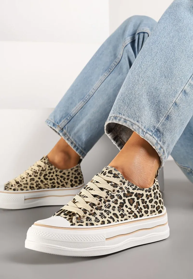Panterkowe Casualowe Trampki na Niskiej Platformie Natirinne