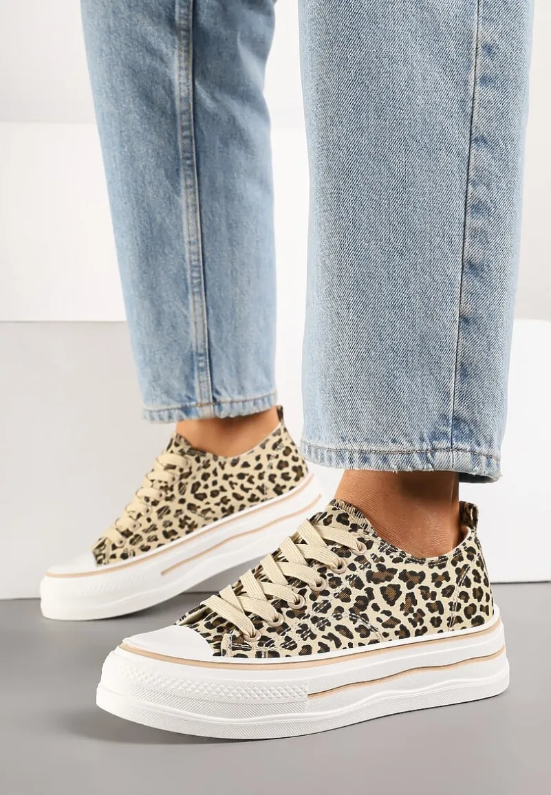 Panterkowe Casualowe Trampki na Niskiej Platformie Natirinne