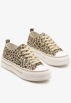 Panterkowe Casualowe Trampki na Niskiej Platformie Natirinne