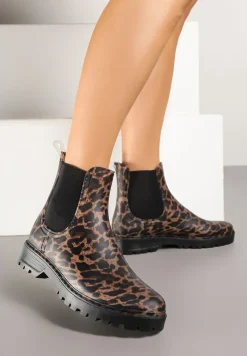 Panterkowe Kalosze z Motywem Panterki o Fasonie Sztybletów Sarela