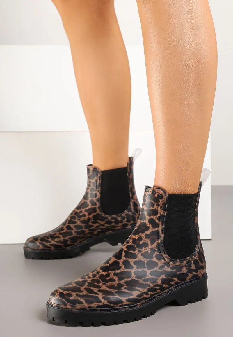 Panterkowe Kalosze z Motywem Panterki o Fasonie Sztybletów Sarela