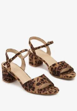 Panterkowe Klasyczne Sandały na Słupku Talazzia