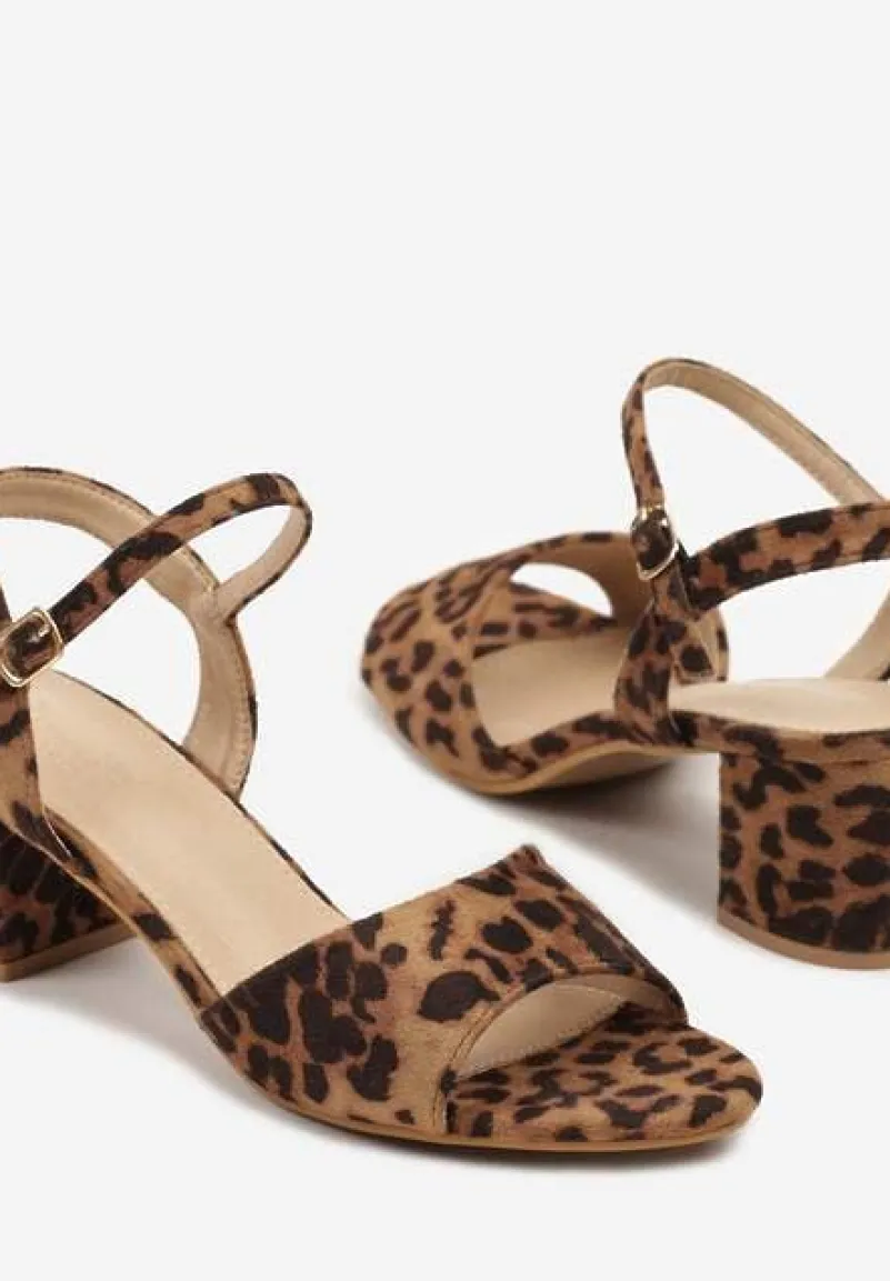 Panterkowe Klasyczne Sandały na Słupku Talazzia