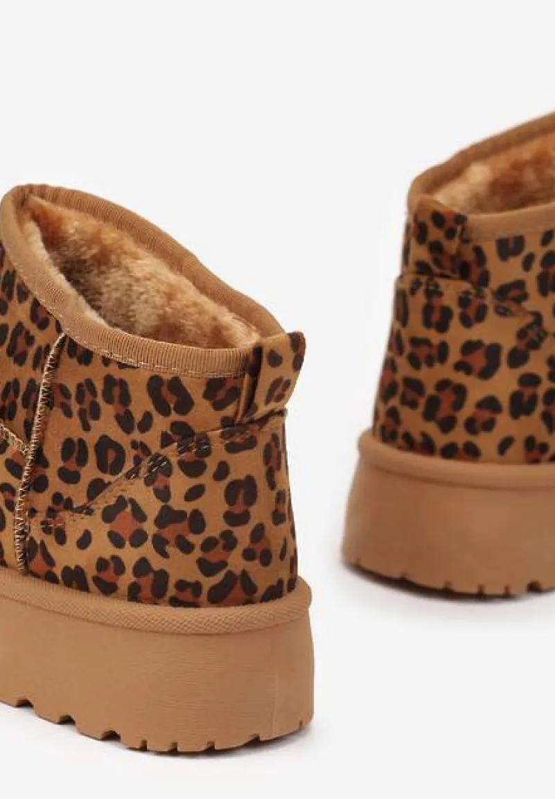 Panterkowe Krótkie Śniegowce z Ekozamszu na Niskiej Platformie Lennael