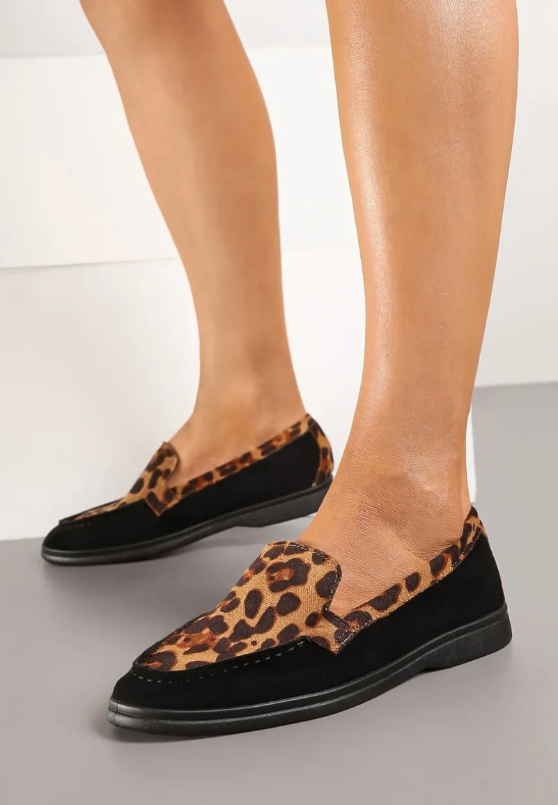 Panterkowe Mokasyny Ozdobione Przeszyciami Fonaleia