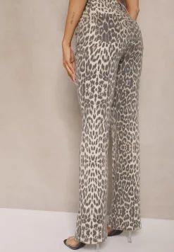Panterkowe Panterkowe Jeansy Typu Dzwony z Bawełny High Waist Soparae