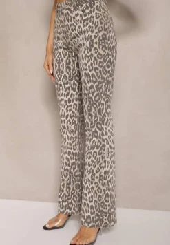 Panterkowe Panterkowe Jeansy Typu Dzwony z Bawełny High Waist Soparae