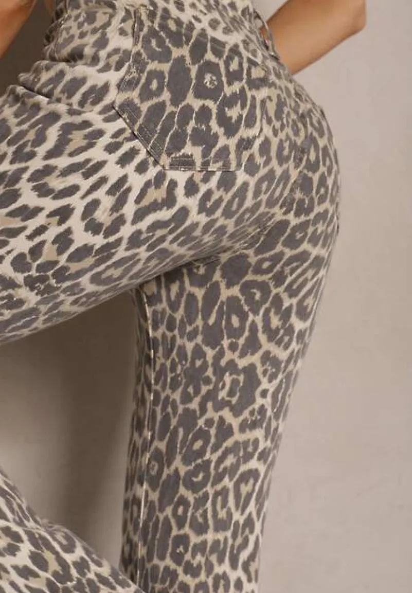 Panterkowe Panterkowe Jeansy Typu Dzwony z Bawełny High Waist Soparae