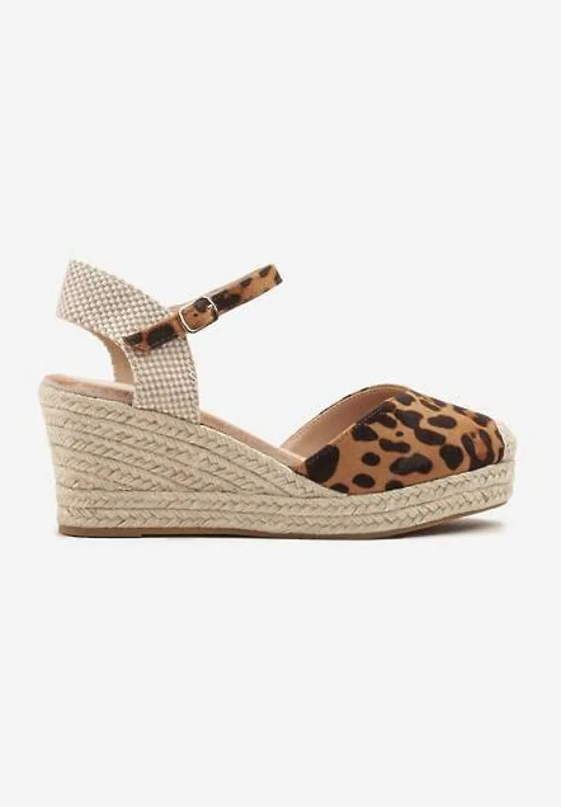Panterkowe Sandały na Plecionym Koturnie Odivale