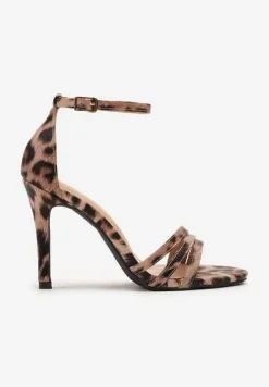 Panterkowe Sandały na Szpilce Vices z Paskiem wokół Kostki Kosirra