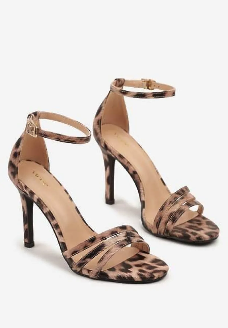 Panterkowe Sandały na Szpilce Vices z Paskiem wokół Kostki Kosirra