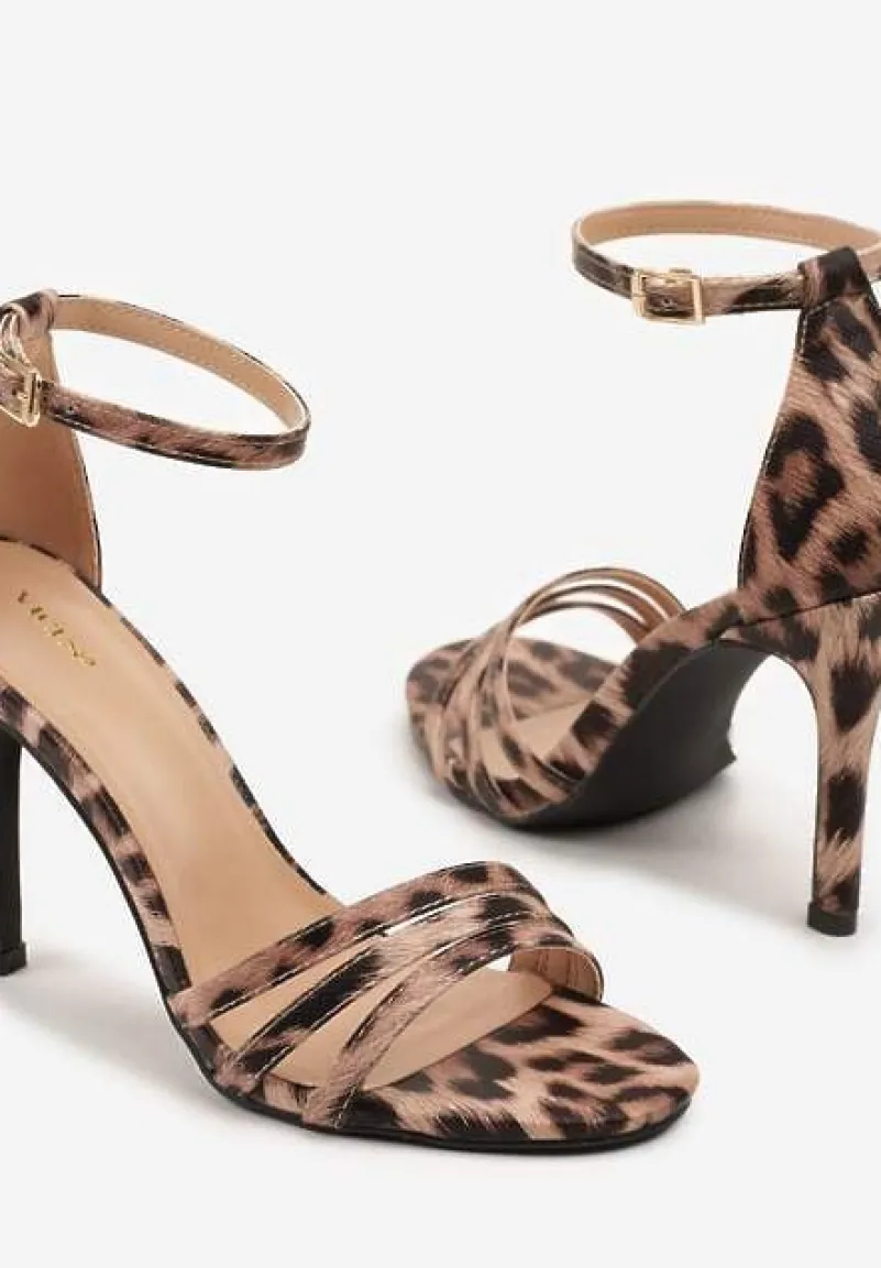 Panterkowe Sandały na Szpilce Vices z Paskiem wokół Kostki Kosirra