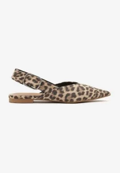 Panterkowe Sandały Typu Slingback Ozdobione Klamrą Banelias