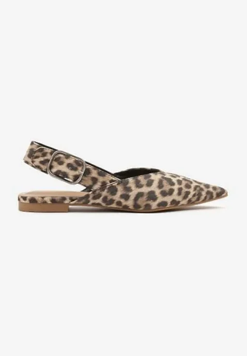 Panterkowe Sandały Typu Slingback Ozdobione Klamrą Banelias