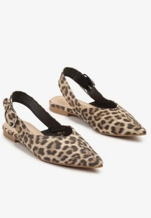 Panterkowe Sandały Typu Slingback Ozdobione Klamrą Banelias