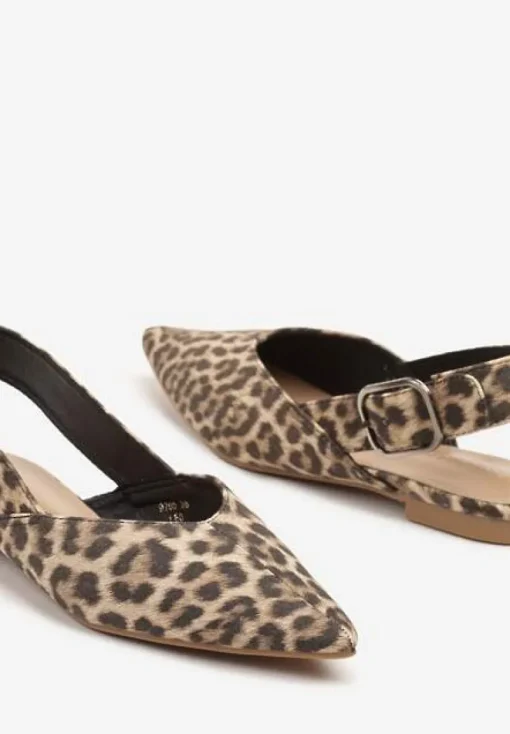 Panterkowe Sandały Typu Slingback Ozdobione Klamrą Banelias