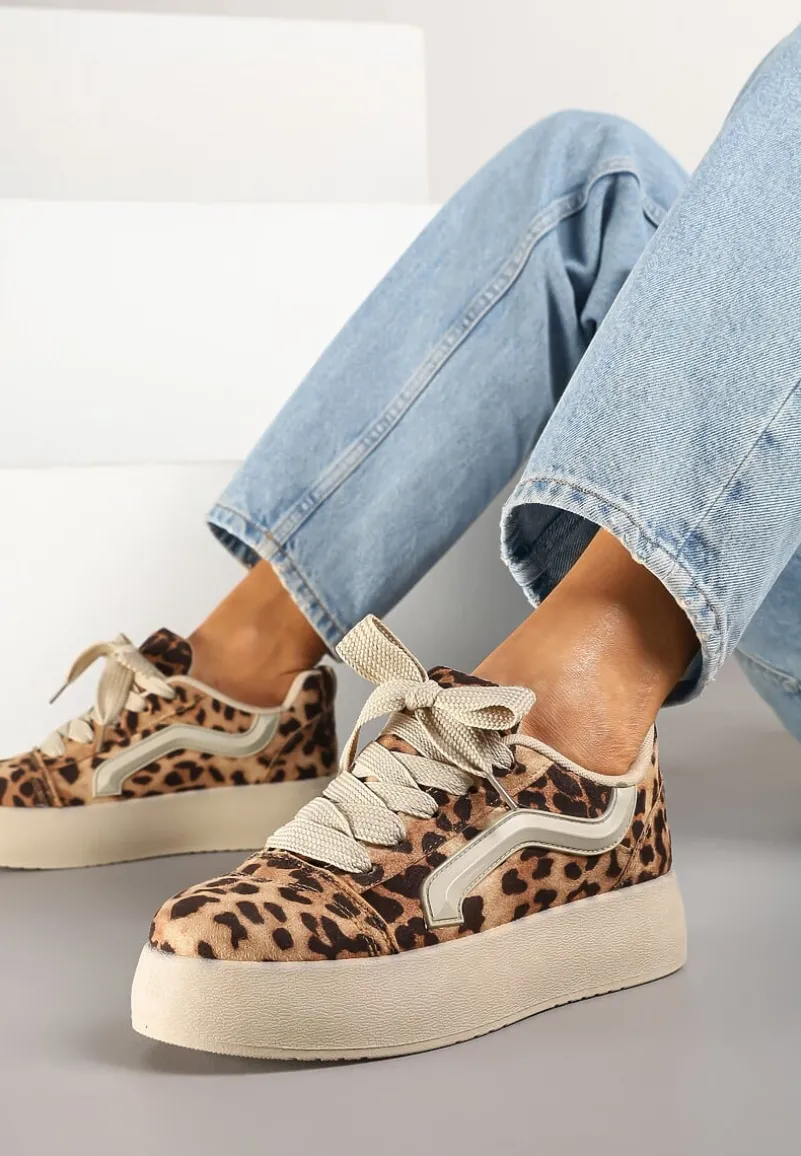 Panterkowe Sneakersy Kultowe Tenisówki na Grubej Podeszwie Nurisora
