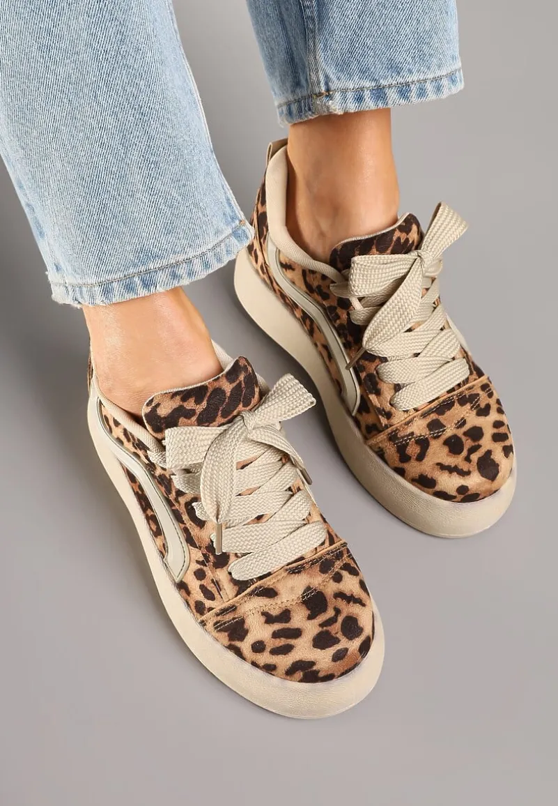 Panterkowe Sneakersy Kultowe Tenisówki na Grubej Podeszwie Nurisora
