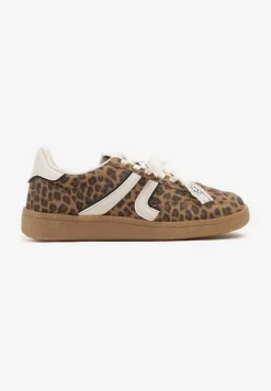 Panterkowe Sneakersy Typu Kultowe Tenisówki z Ozdobną Odpinaną Kokardą Korilinda