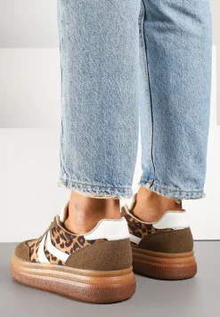 Panterkowe Sneakersy Typu Kultowe Tenisówki na Niskiej Platformie Olritia