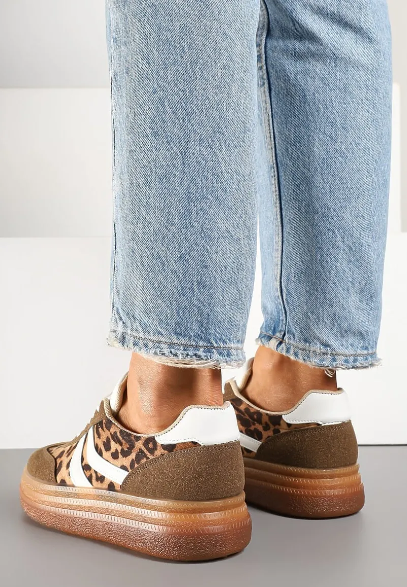 Panterkowe Sneakersy Typu Kultowe Tenisówki na Niskiej Platformie Olritia