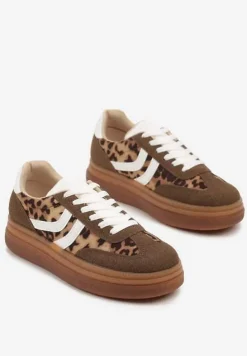 Panterkowe Sneakersy Typu Kultowe Tenisówki na Niskiej Platformie Olritia