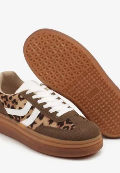 Panterkowe Sneakersy Typu Kultowe Tenisówki na Niskiej Platformie Olritia