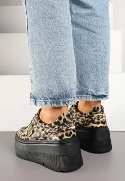 Panterkowe Sneakersy Vices na Platformie Ozdobione Metaliczną Aplikacją Tatellia