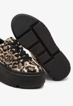 Panterkowe Sneakersy Vices na Platformie Ozdobione Metaliczną Aplikacją Tatellia