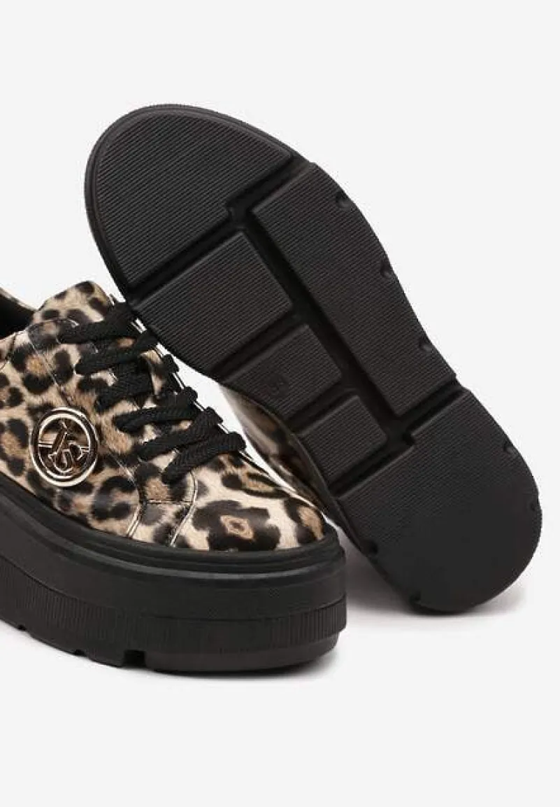 Panterkowe Sneakersy Vices na Platformie Ozdobione Metaliczną Aplikacją Tatellia