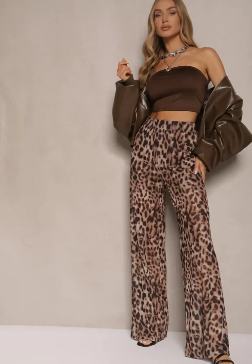 Panterkowe Spodnie z Wiskozą High Waist Ciaraviana